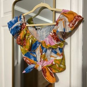 Zara Tropical Print Crop Top